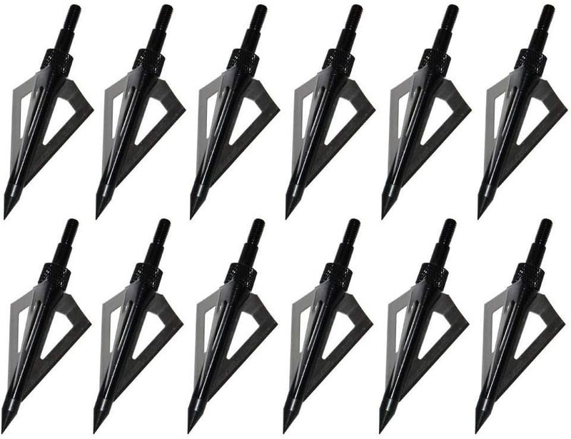 Sinbadteck Hunting Broadheads, 12PK 3 Blades Archery Broadheads 100 Grain Screw-in Arrow Heads Arrow Tips Compatible with Traditional Bows and Compound Bow - Image 1